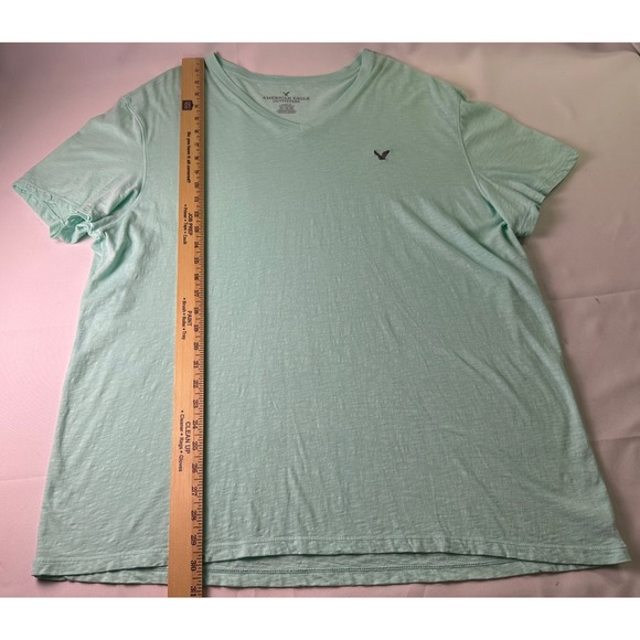 American Eagle Outfitters Mens 2XL Classic Fit V Neck T Shirt Mint Green Cotton - Picture 6 of 8